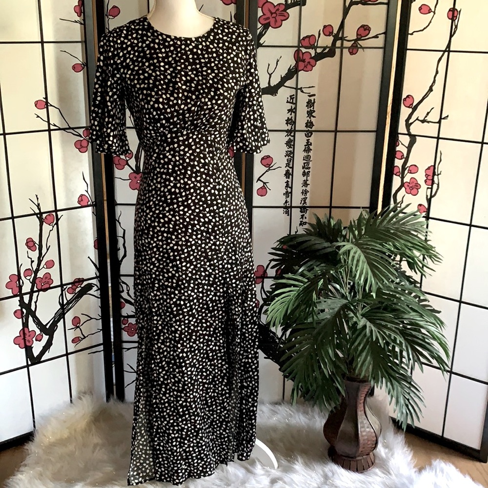 Topshop Ankle Length Flutter Sleeve Dress